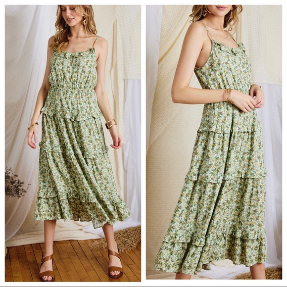#22 Boho chic floral print tiered midi dress - Picture 4 of 6